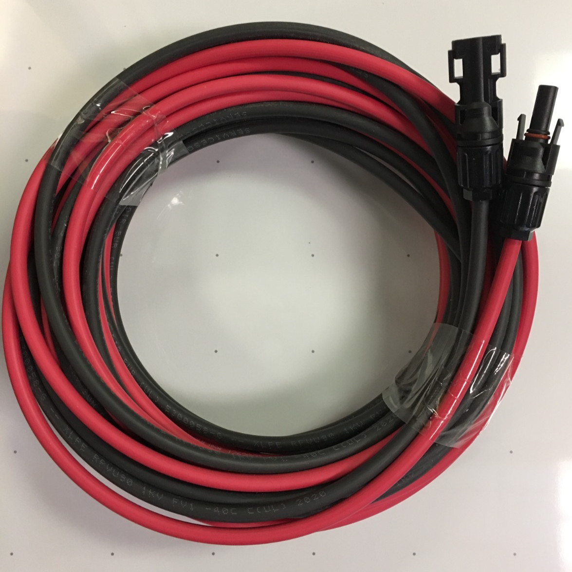 Pair Black+Red, 10 or 12 AWG, PT Solar Panel wire with 2 PV Connectors UL listed