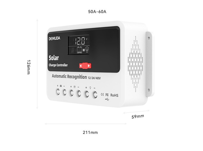 30A 40A 50A 60A Solar Panel Charge Controller 12/24/48V LCD Regulator Charger
