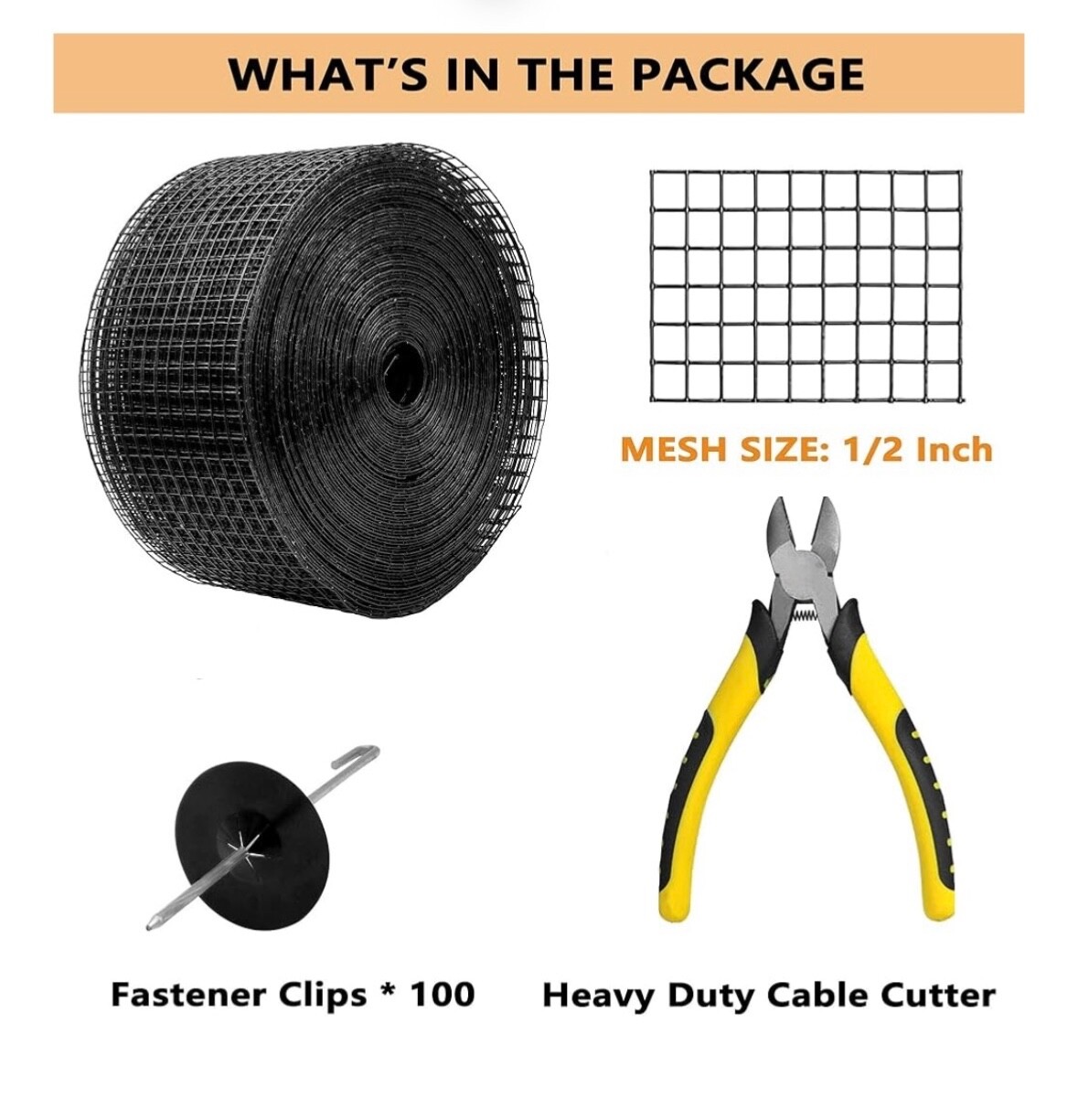 8in x 100ft Solar Panel Bird Guard Mesh Critter Roll Kit 100pcs Fasteners