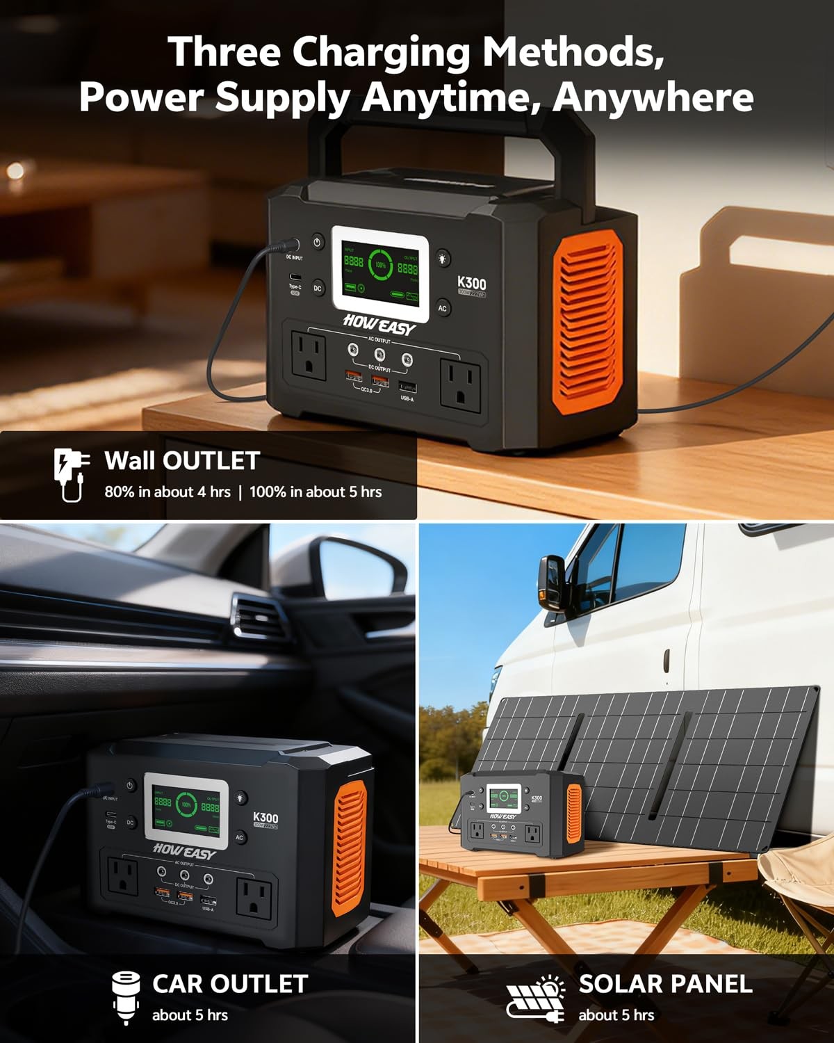 HOWEASY Portable Power Station 300W, 222Wh Solar Generator with 110V Pure Sin…