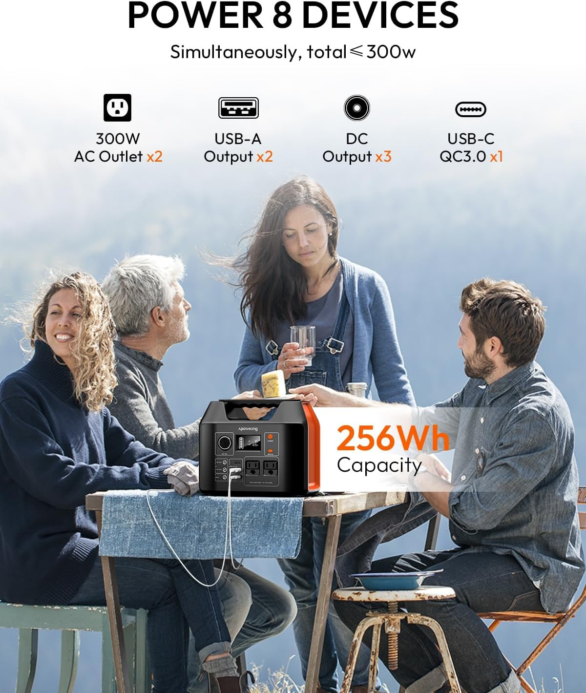 Solar Powered Generator, 300W Portable Power Station with Solar Panel 40W Includ