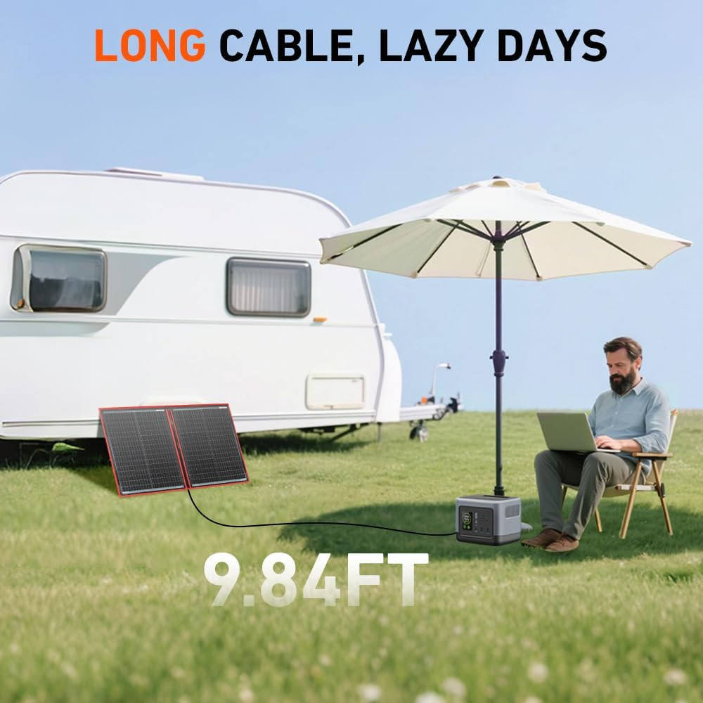 100W Portable Foldable Solar Panel Kit (19X26In, .3Lb), with Separate Controller