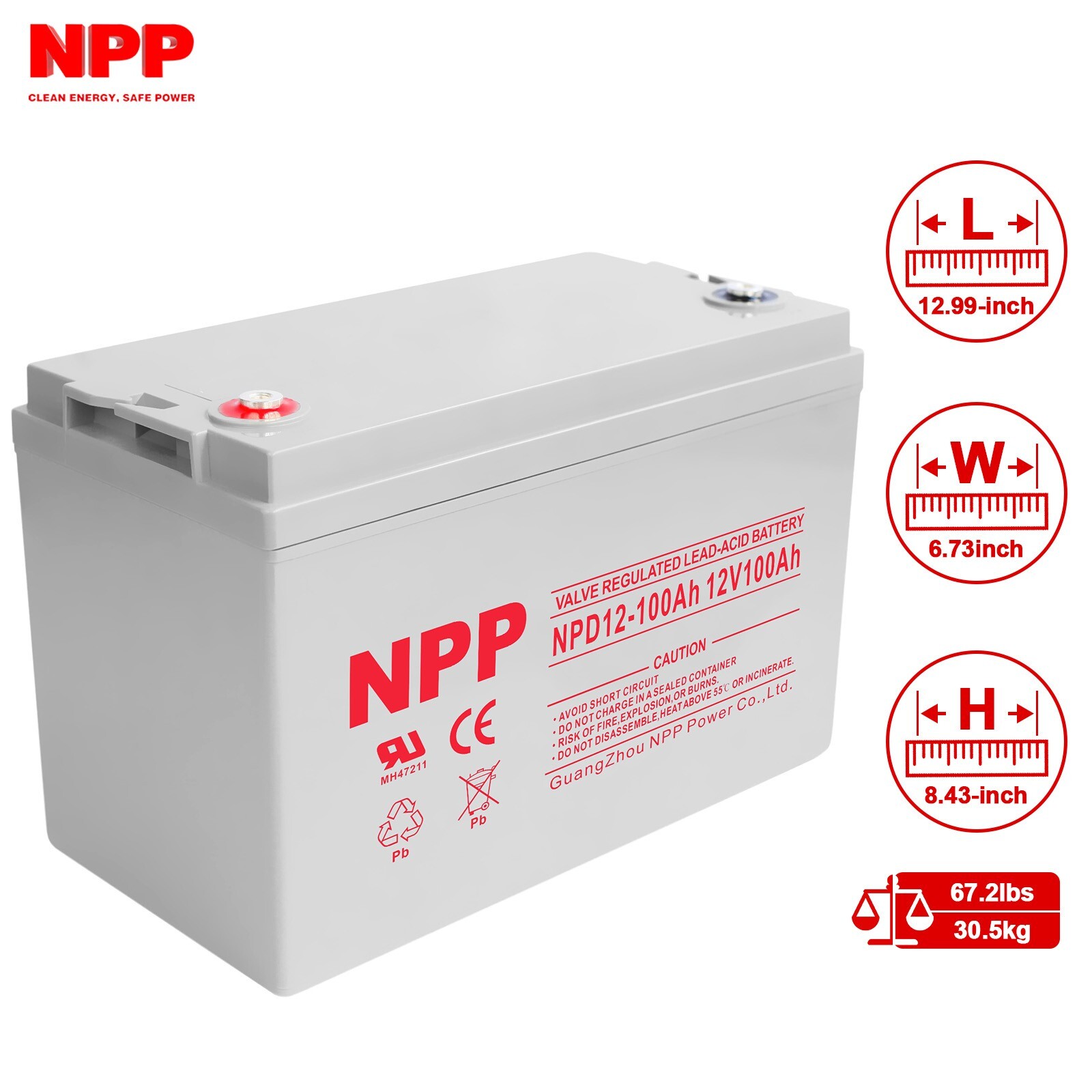 NPD12-100Ah(2Pcs) 12V 100Ah Deep Cycle Rechargeabe Battery For RV,Marine,Trailer
