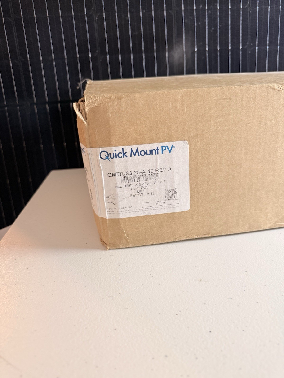 Quick Mount PV QMTR-S3.25-A-12 Rev A, Tile Replacement, S-Tile, 3-1/4”. Qty 12