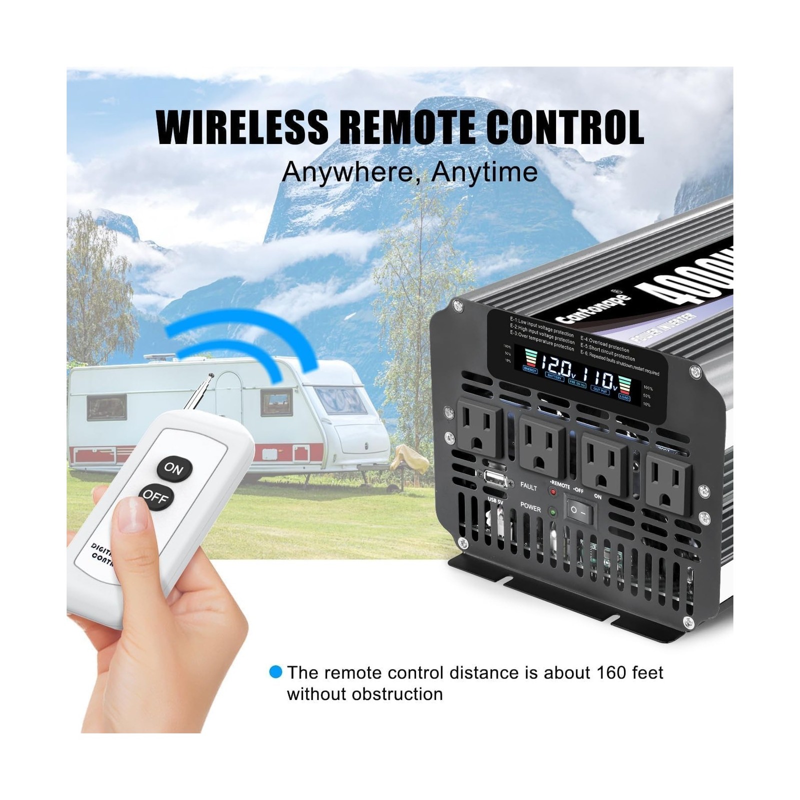 4000 Watt Power Inverter, Car Inverter 12V DC to 110V/120V AC Converter with …
