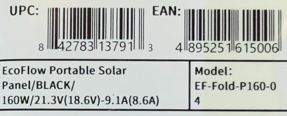 EcoFlow 160W Portable Solar Panel Foldable (New in Box/Unused).