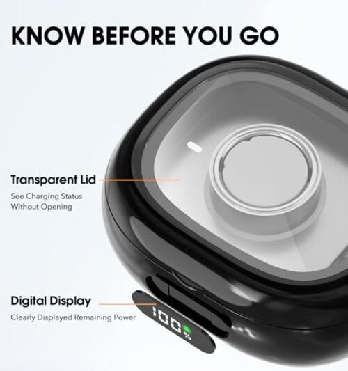 Charging Case for Oura Ring Gen 4 & 3 Charger, 2000mAh Portable Travel Black