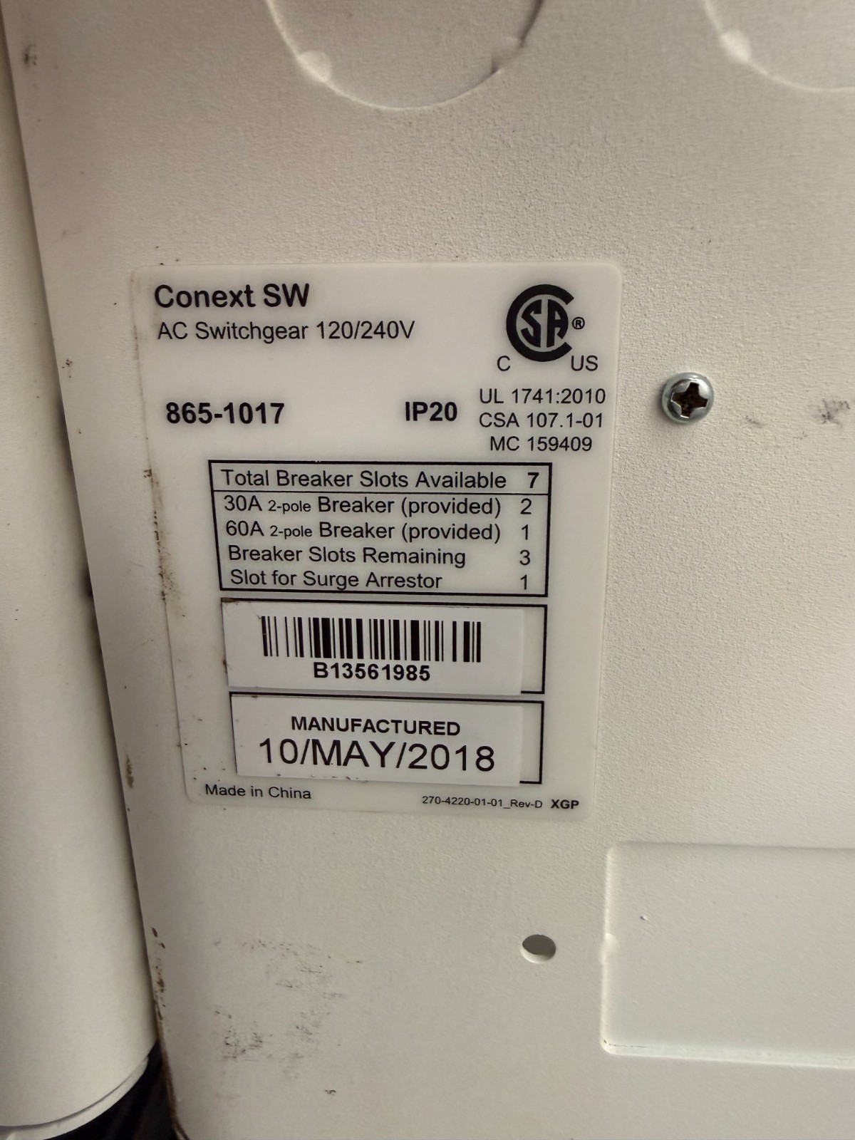 Schneider Electric – Solar/Battery Control System