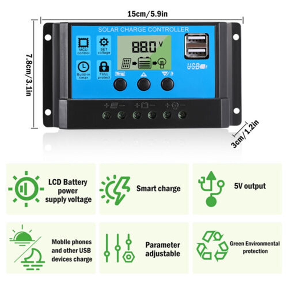 400W Solar Panel Kit W/ Controller 12V Home Garden RV Rooftop Camping Off-Grid