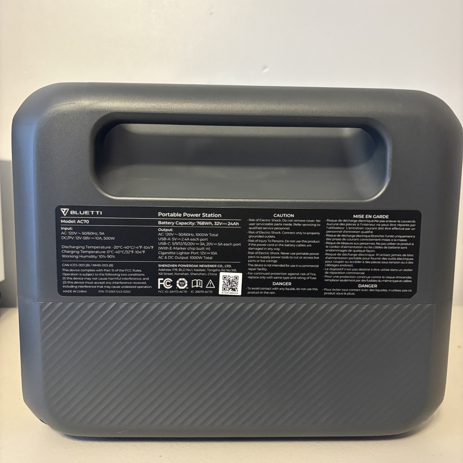 BLUETTI AC70 Portable Power Station 768Wh LiFePO4 1000W – Open Box – Tested Only