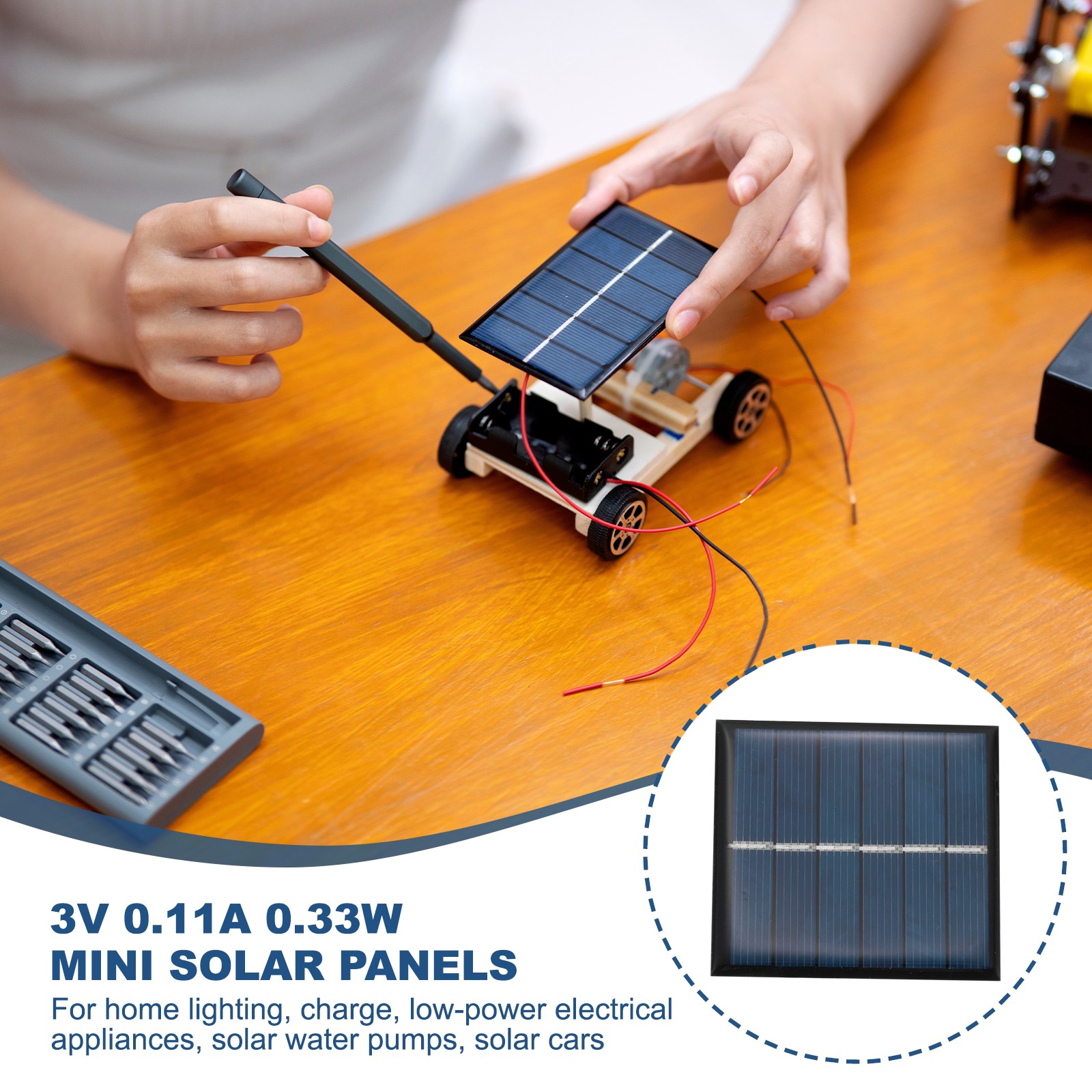 8PCS Mini Solar Panels 3V 0.33W 0.11A for Small Solar Cells