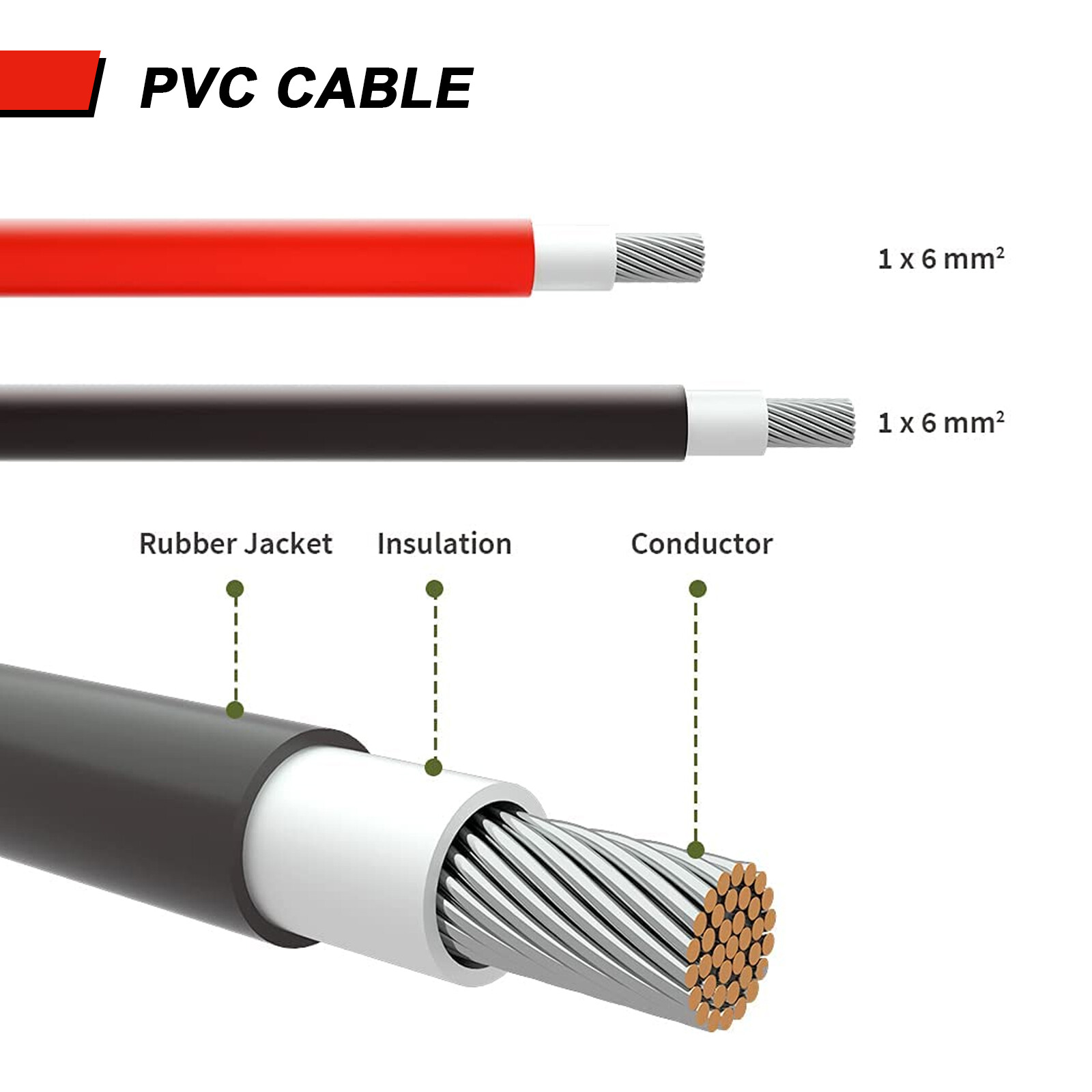 3M-15M Solar Panel Extension Cable Wire Solar Connectors 10 AWG Gauge Black Red