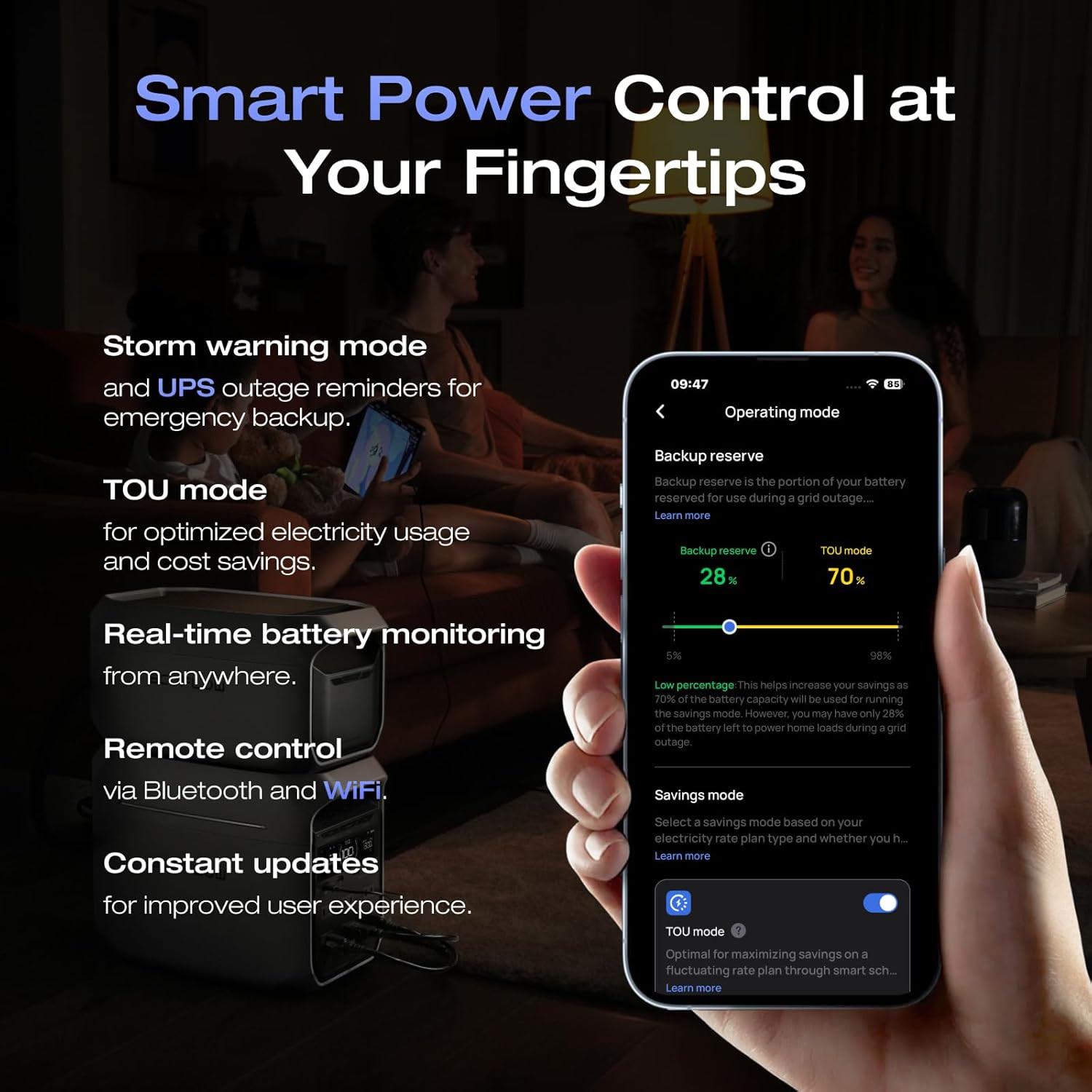 EF Portable Power Station DELTA 3 plus with Smart Extra Battery, Expand Capacit