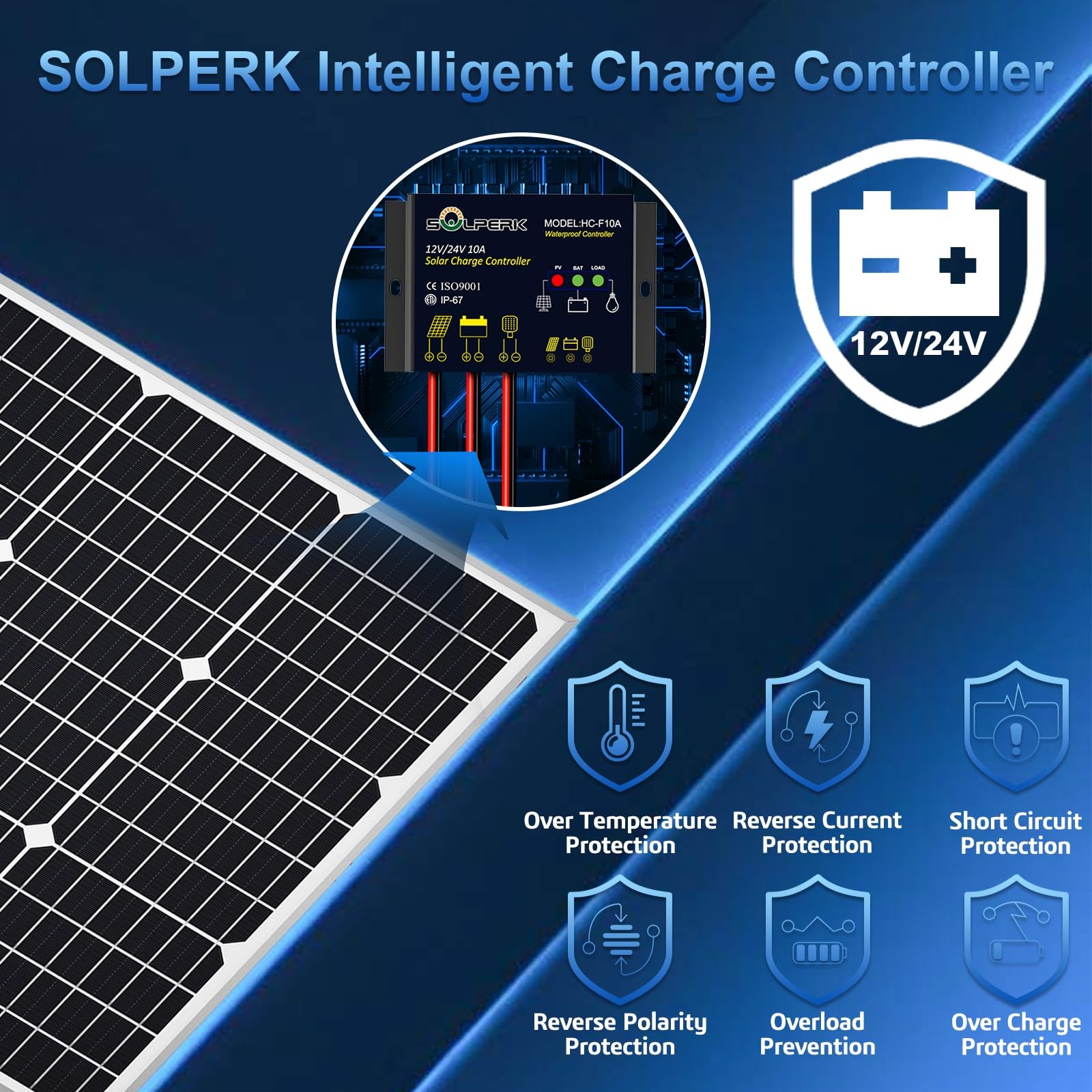 Solar Panel Kit 50W 12V Waterproof Battery Trickle Charger Controller