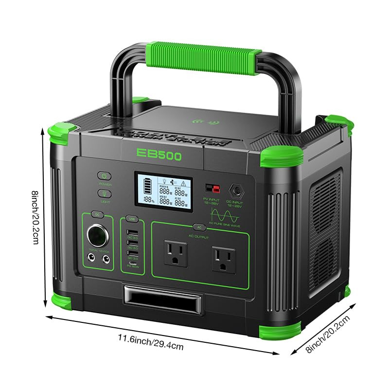 500W Portable Power Station, 519.48Wh Outdoor Solar Generator, 10-Port Powerhous