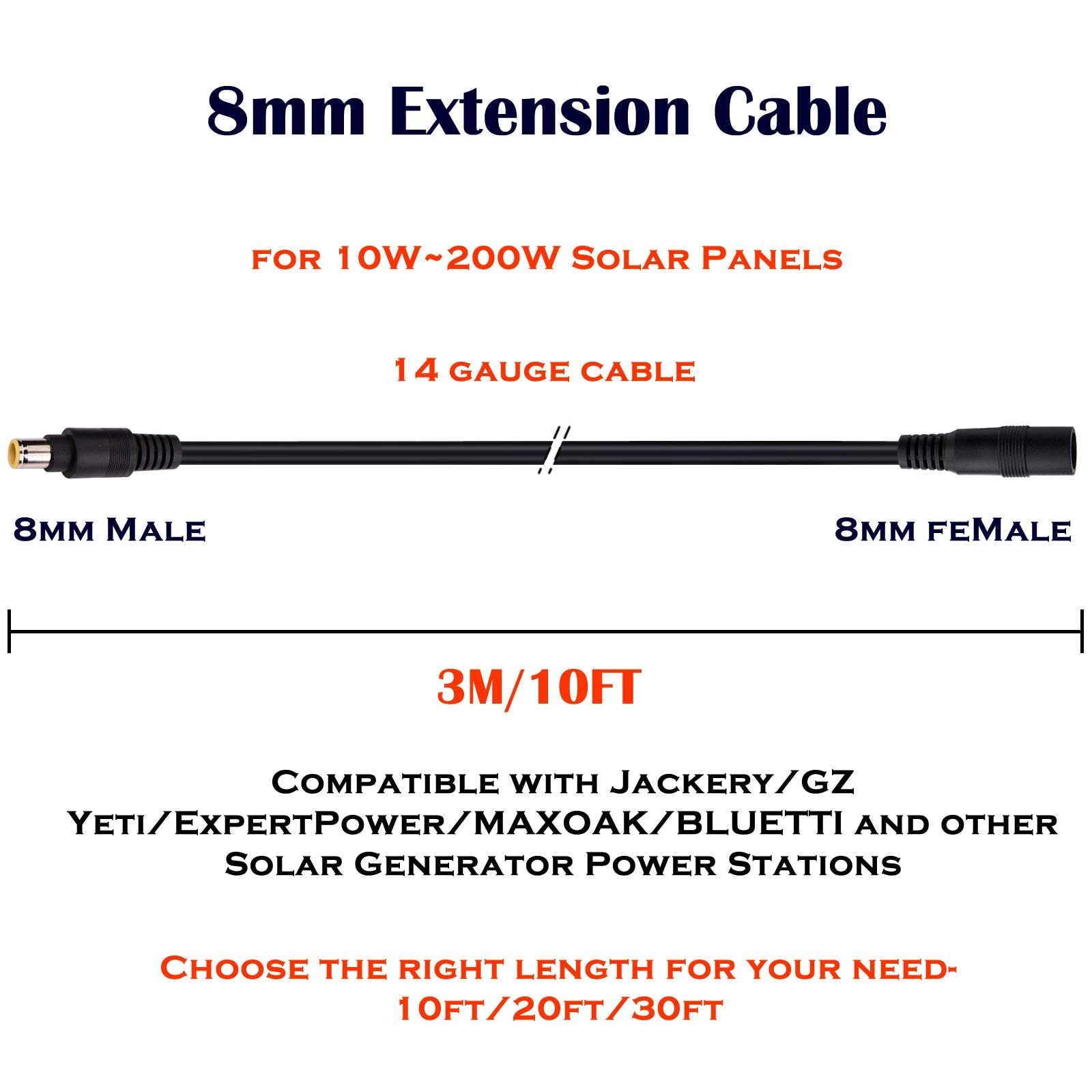 8mm Extension Cable – iGreely 10Ft 3M DC 8mm Cord Compatible with Jackery Goal