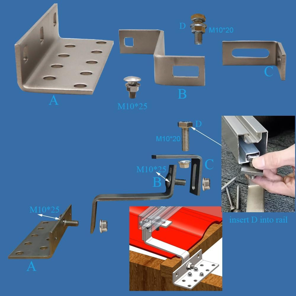 Adjustable Solar Panel Mounting Bracket Kit for Metal & Tile Roofs