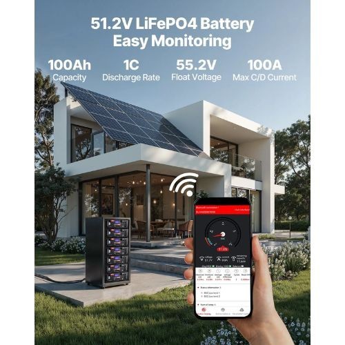 48V 200Ah and 51.2V Server Rack LiFePO4 Lithium Battery Pack (2�100Ah) Bluetooth