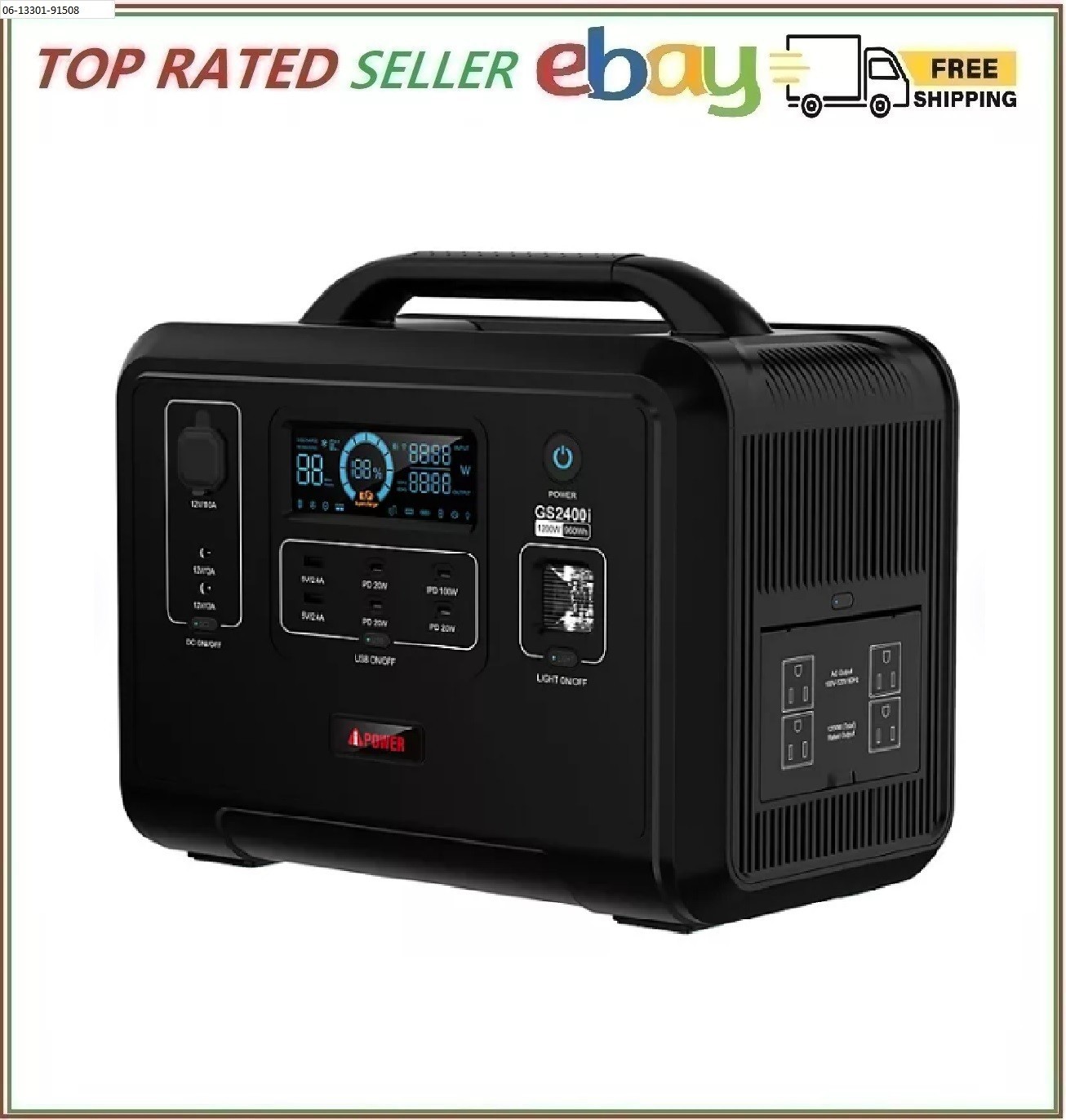 A-iPower Portable Power Station 2400-Watt Peak LiFePO4 Battery With Rapid Charge