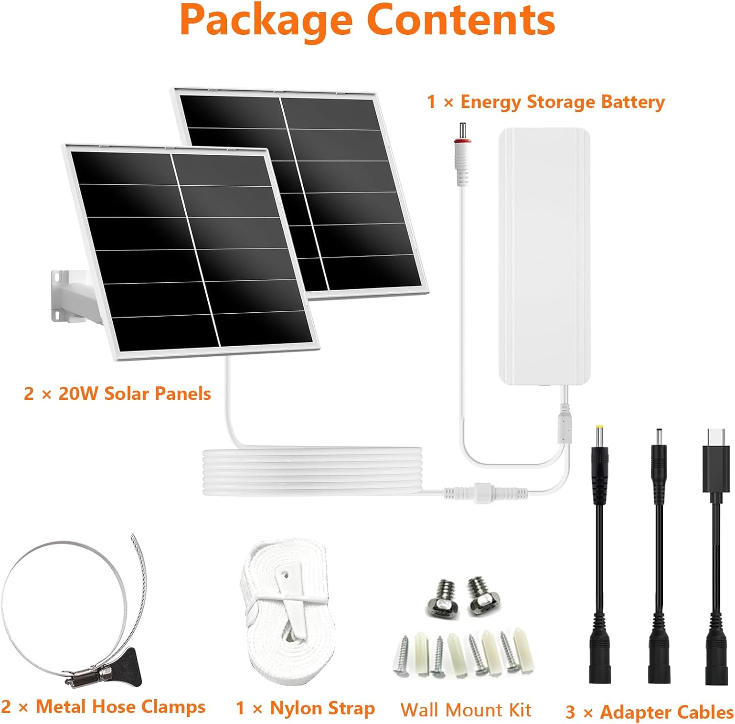 40W Solar Panel Charger Kit, Solar Panel for Security Camera 5V/12V Adjustable O