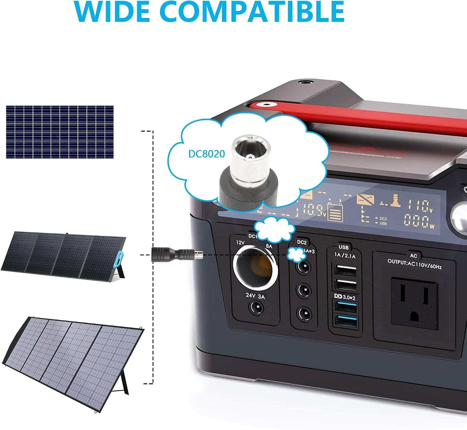 DC7909 Female to DC8020 Male Adapter for Solar Power Station Explorer