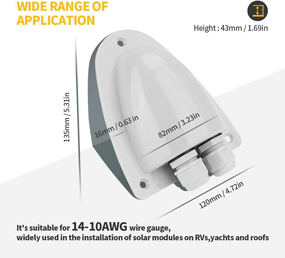 Solar Weatherproof Double Cable Entry Gland, Cable through RV Roof Solar Junctio