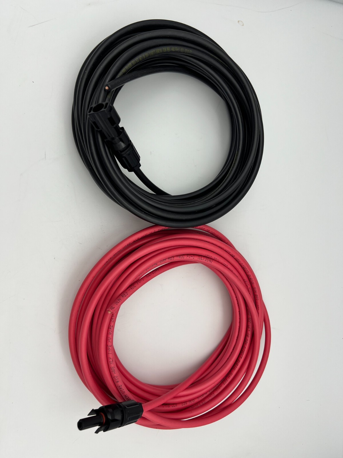 Pair Black+Red, 10 or 12 AWG, PT Solar Panel wire with 2 PV Connectors UL listed