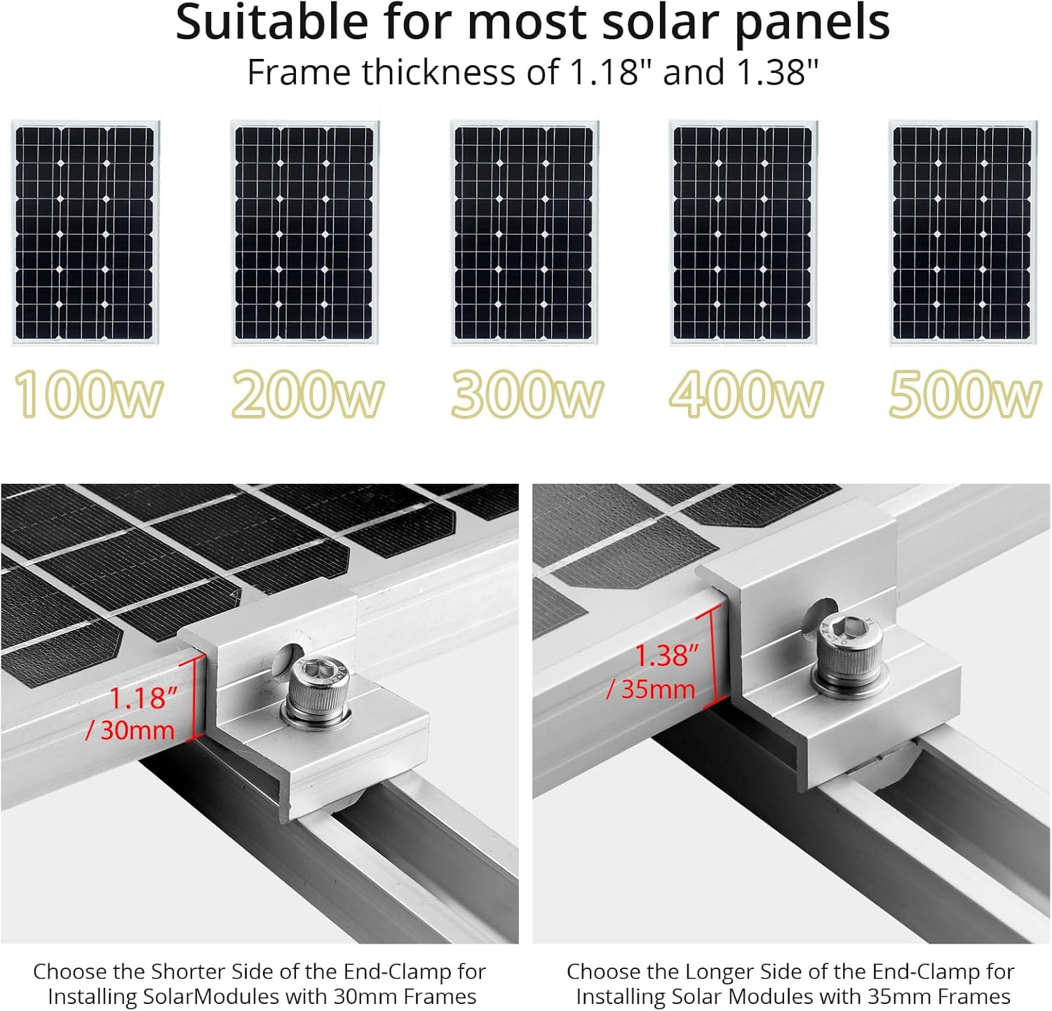 Solar Panel Bracket Kit, 6 Pcs 7.87 in Aluminium Solar Panel Mounting Rail 30Mm/