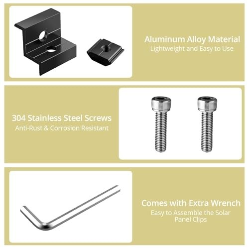 10pcs Solar Panel End Clamps & Z Brackets Kit, Aluminum Mounting Hardware, PV In