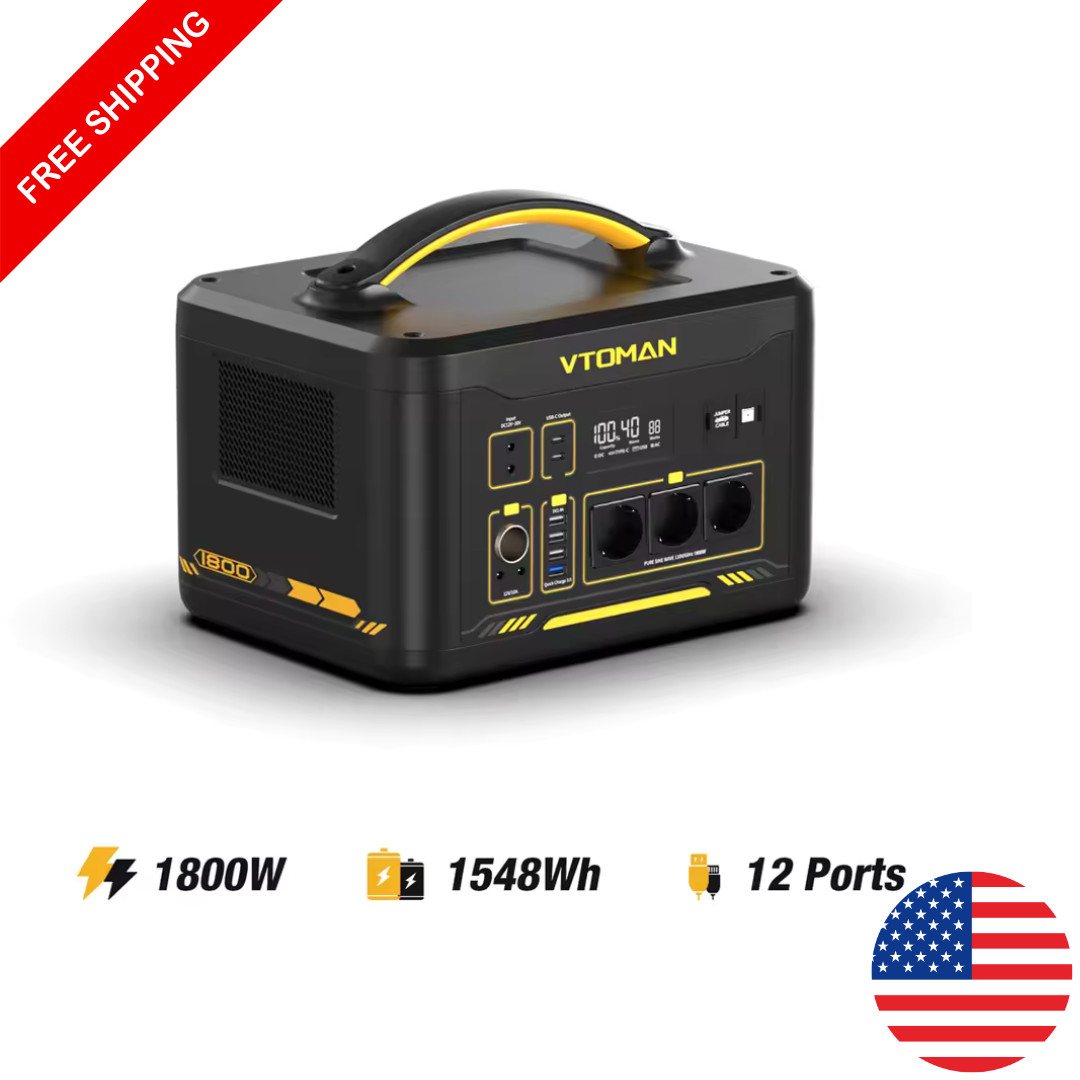 1800W Portable Power Station 1548Wh LiFePO4 Solar Generator for Home Camping