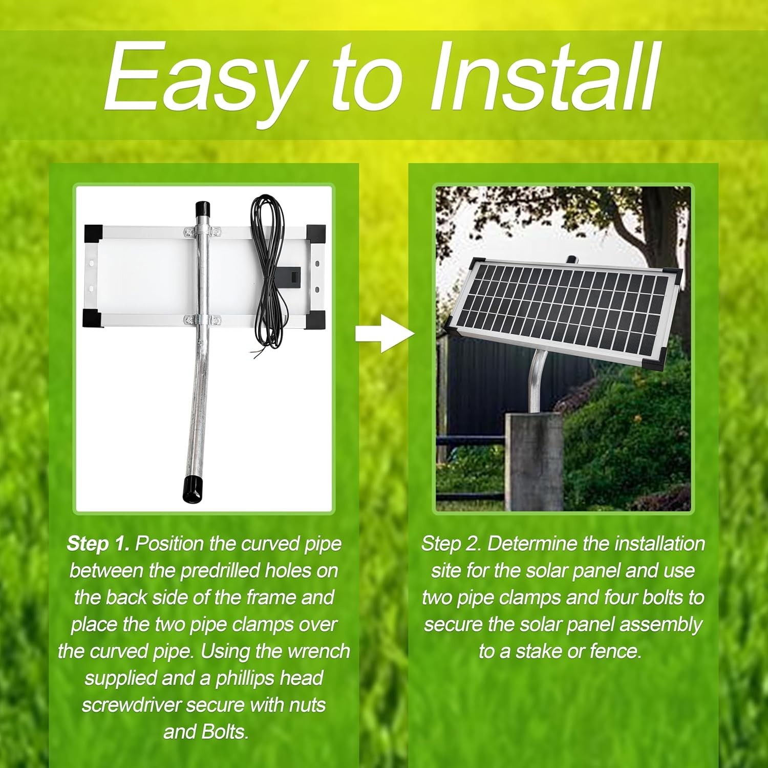 10W Solar Panel Kit for Automatic Gate Openers Compatible with Mighty Mule