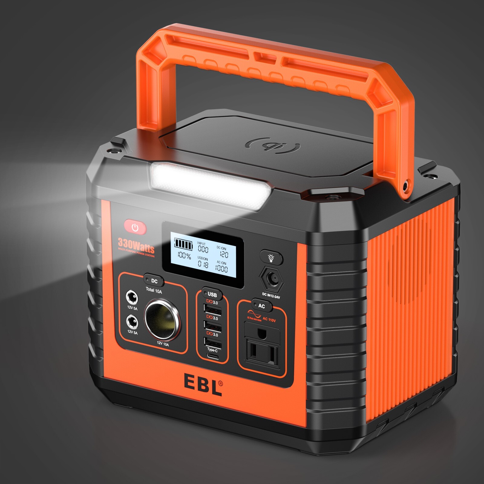 Portable Power Station 110V/330W Pure Sine Wave Solar Backup Batteries AC Outlet