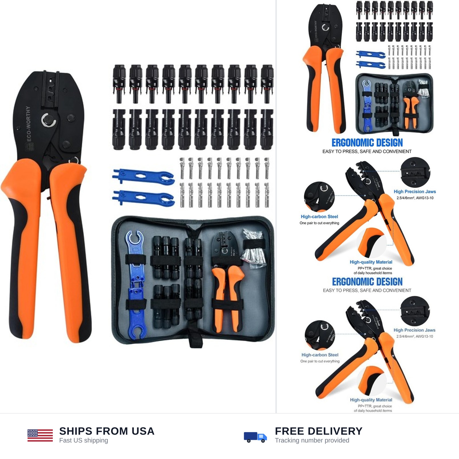 ECO-WORTHY Solar Crimper Tool Kit 13 PCS Solar Tools – a Crimper, 10 Pairs of…