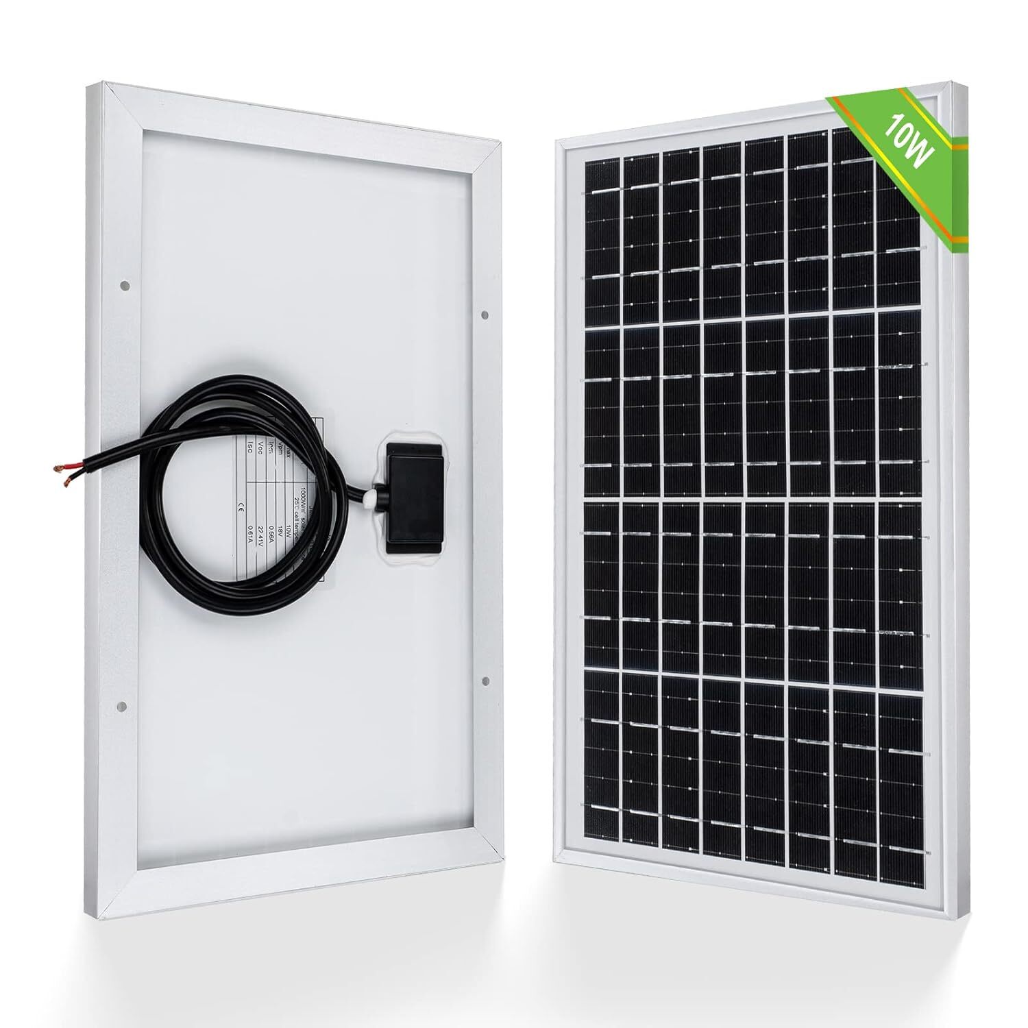10W Monocrystalline Solar Panel 40Wh Waterproof For 12V Battery Charging”