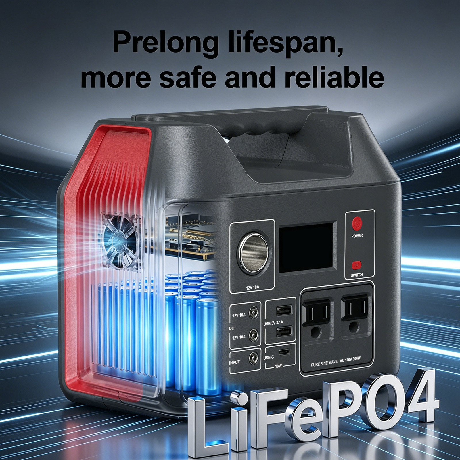 Portable Power Station 300W 80000mAh Battery Bank Camping AC DC Solar Generator