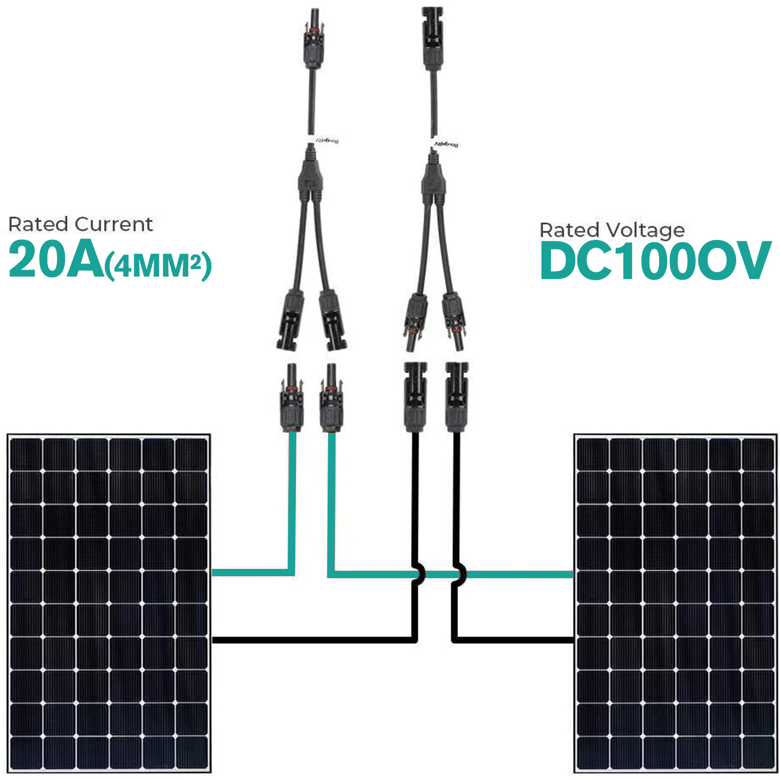 Solar Panel Y Branch Cable Connection Adapter Connector Extension Waterproof