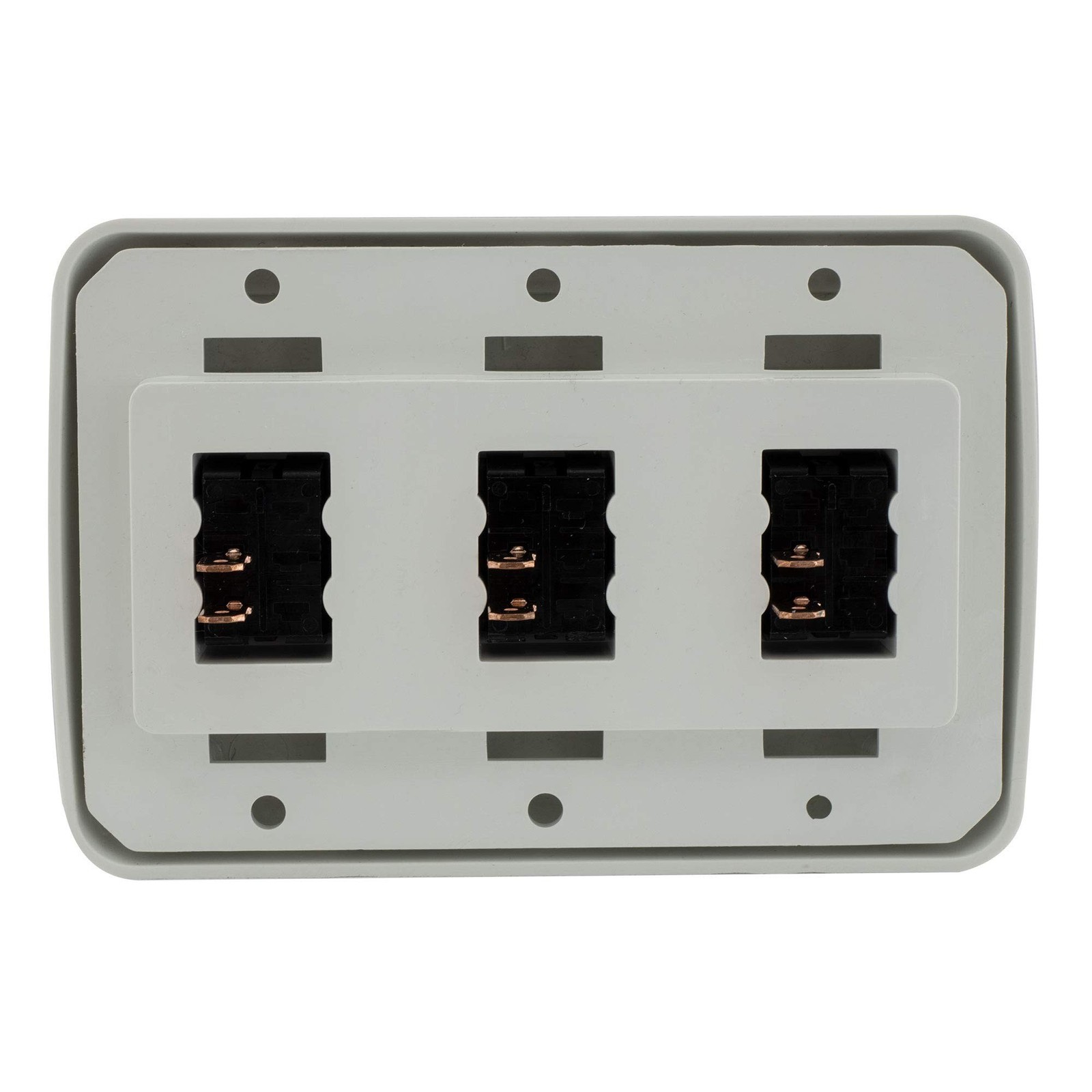 Triple SPST On-Off Switch with Bezel, 12-Volt, for RV, Trailer, Camper (White)