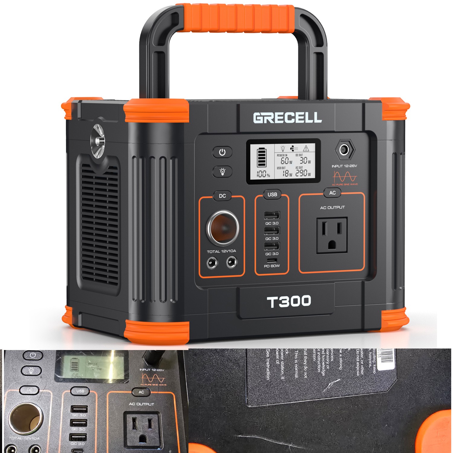 GRECELL 300W Portable Power Station 288Wh Solar Generator for Outdoors Camping