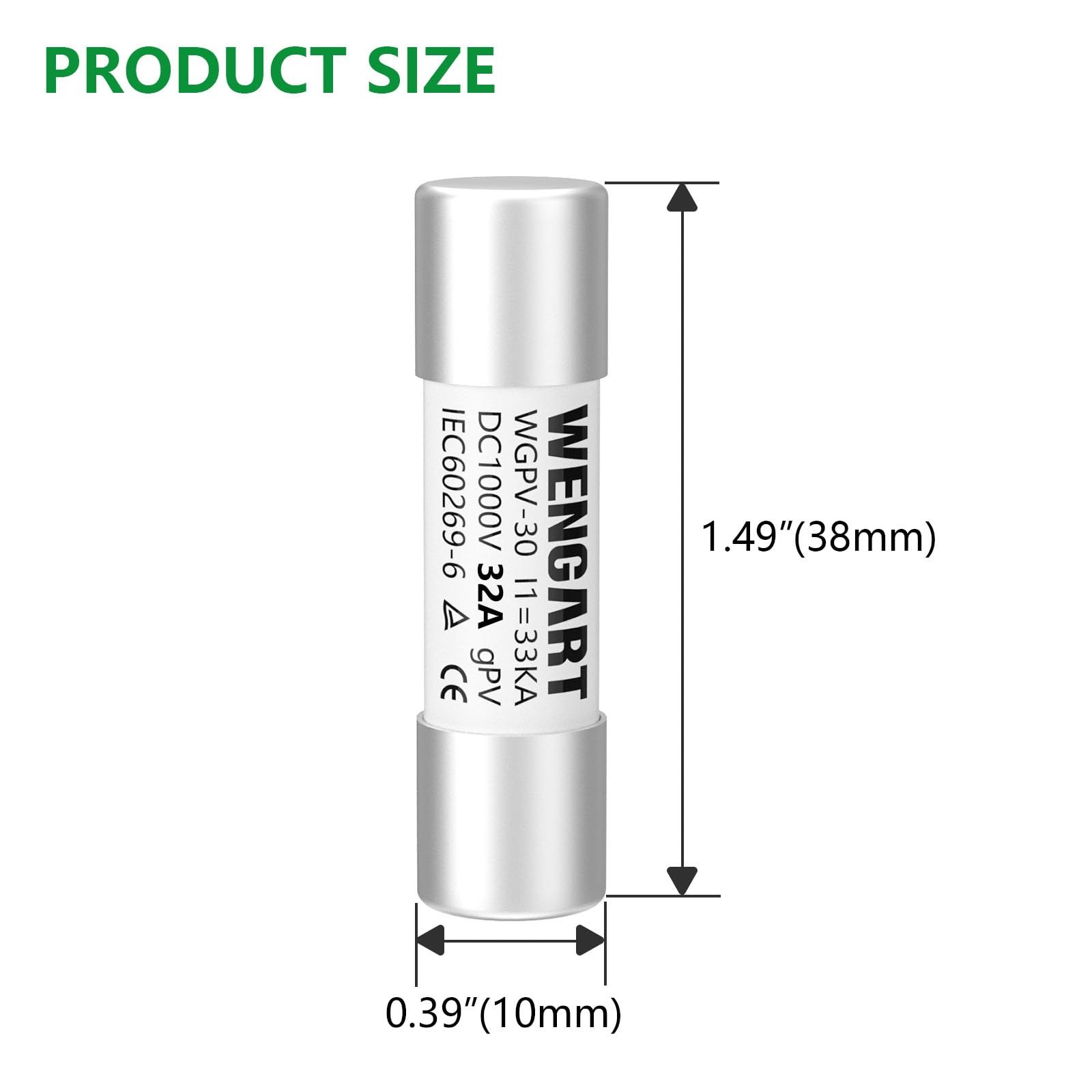 Solar Fuses WGPV-30 DC1000V 32A 10x38mm Fast Photovoltaic 10pcs