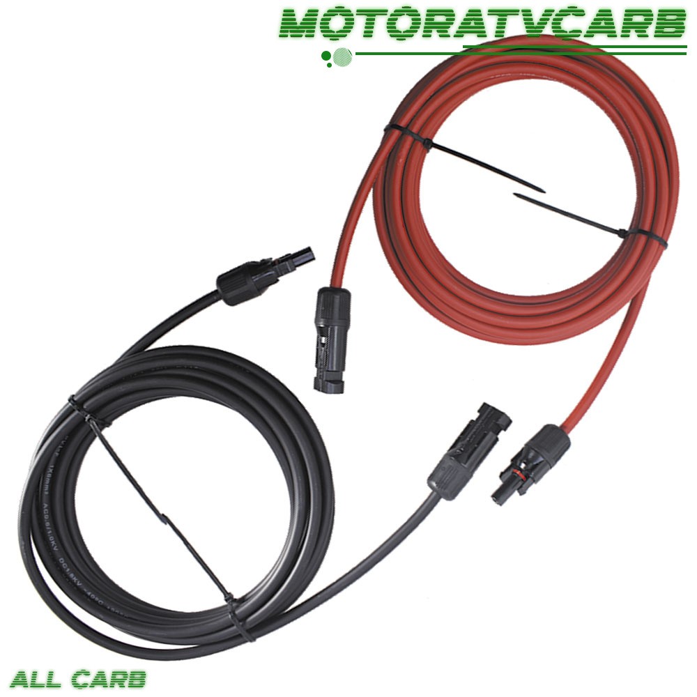 ALL-CARB 10 AWG 15 FT Solar Panel Extension Cable Wire Connector Black + Red