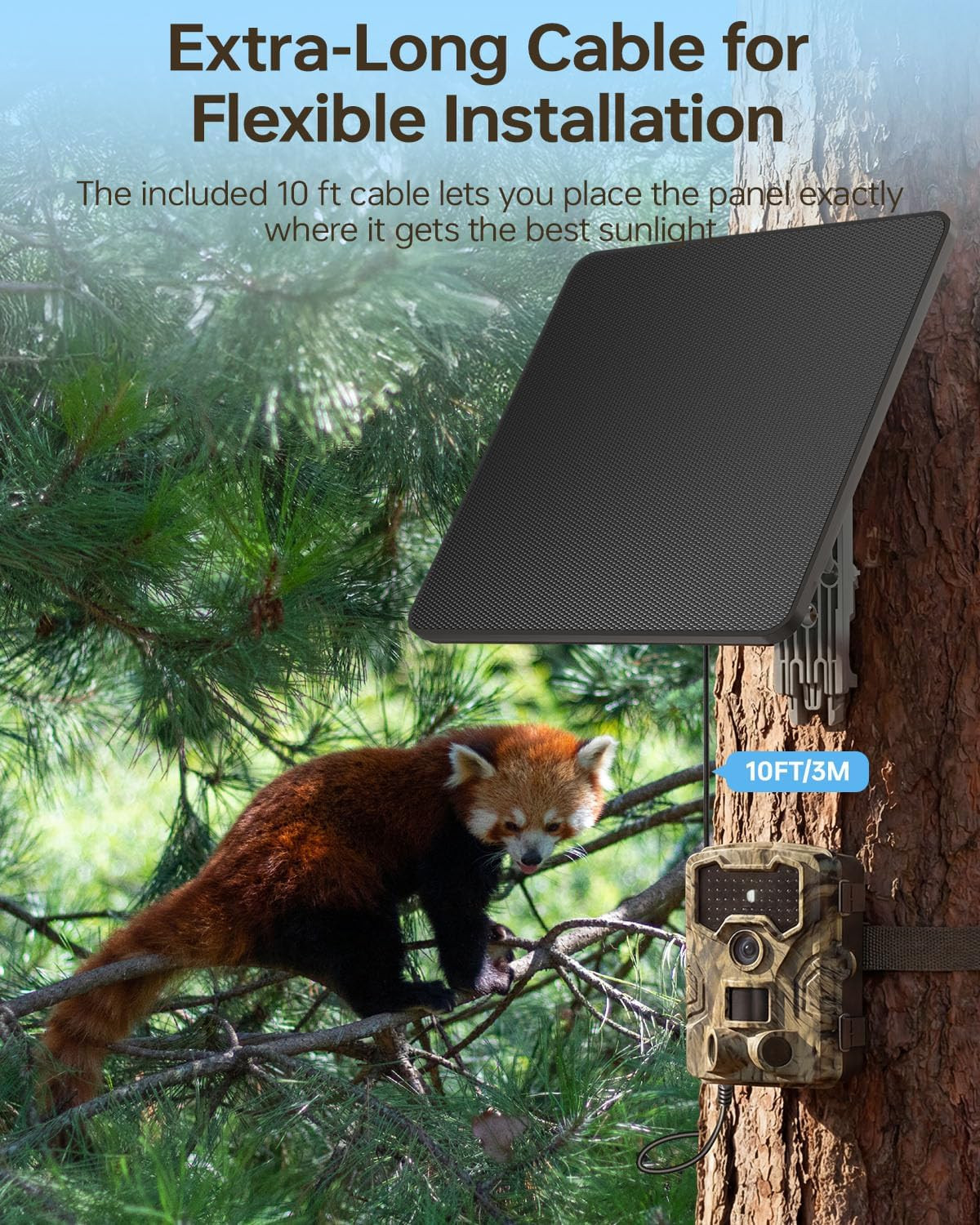 Trail Camera Solar Panel, 6W Solar Battery Charger 12V/1.5A with 10000Mah Built