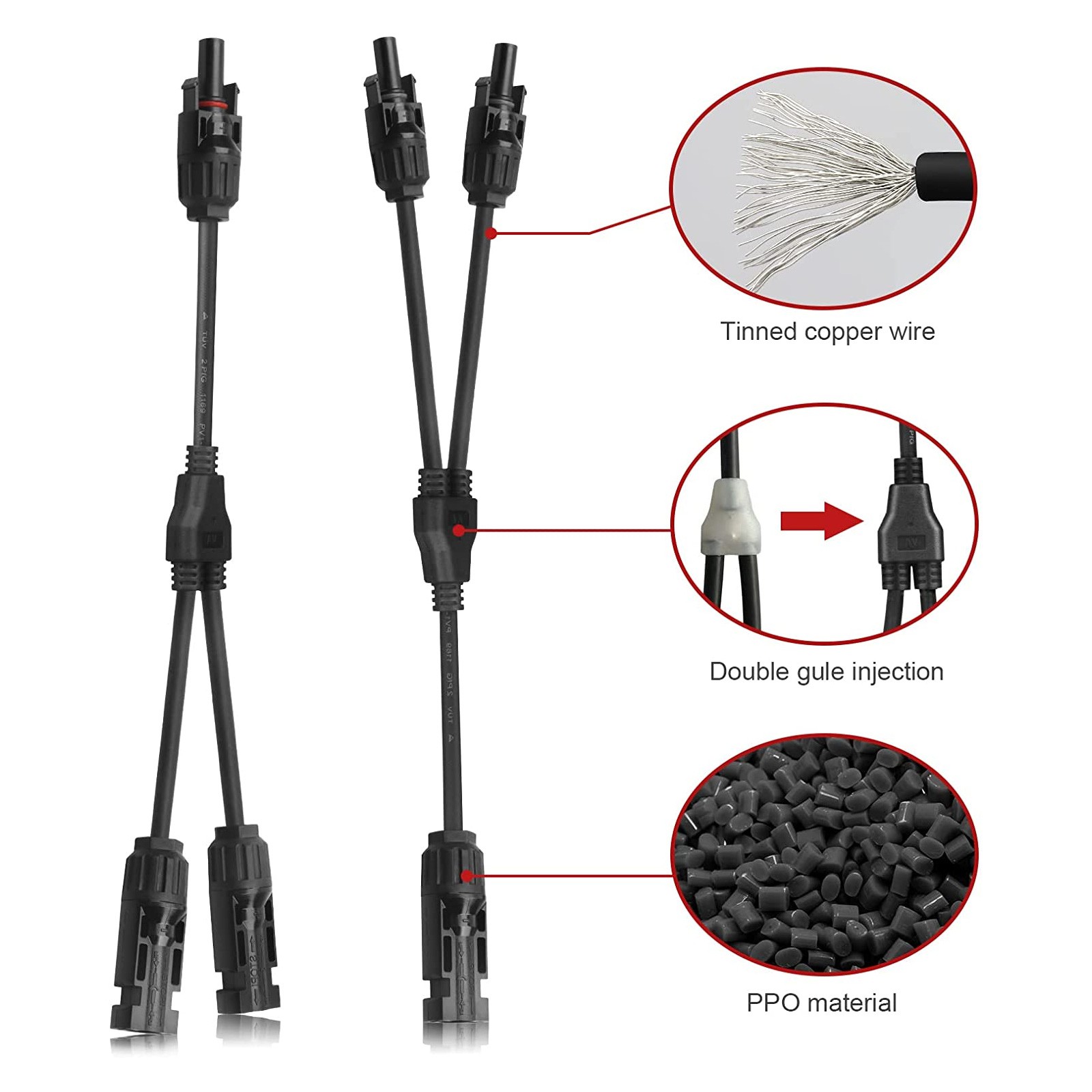 Solar Panel Y Branch Cable Waterproof Connection Adapter Connector Extension US