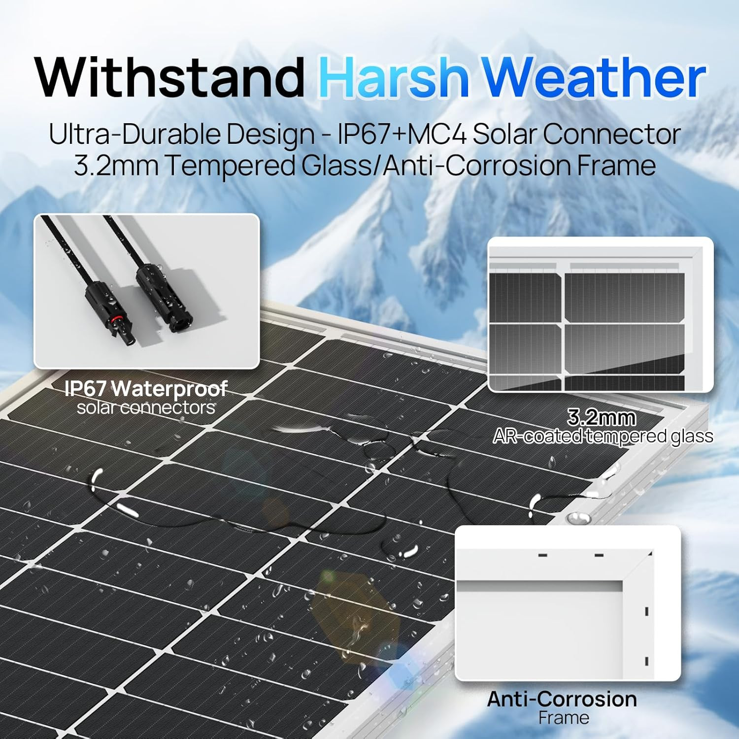 400W Solar Panels 4Pcs 100 Watt 18V Monocrystalline Solar Panel Module for off G