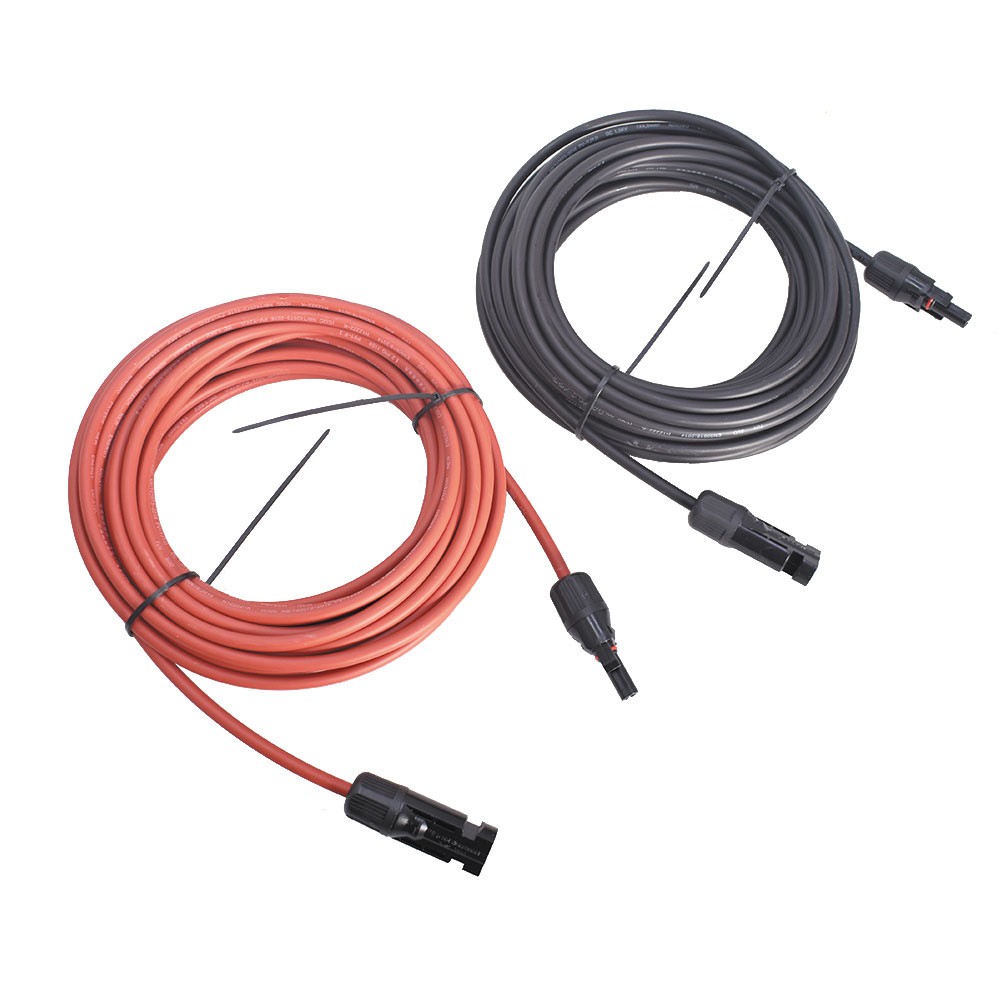 4mm²/12AWG 20ft Black+Red Solar Panel Extension Cable Wire Connector 1 Pair