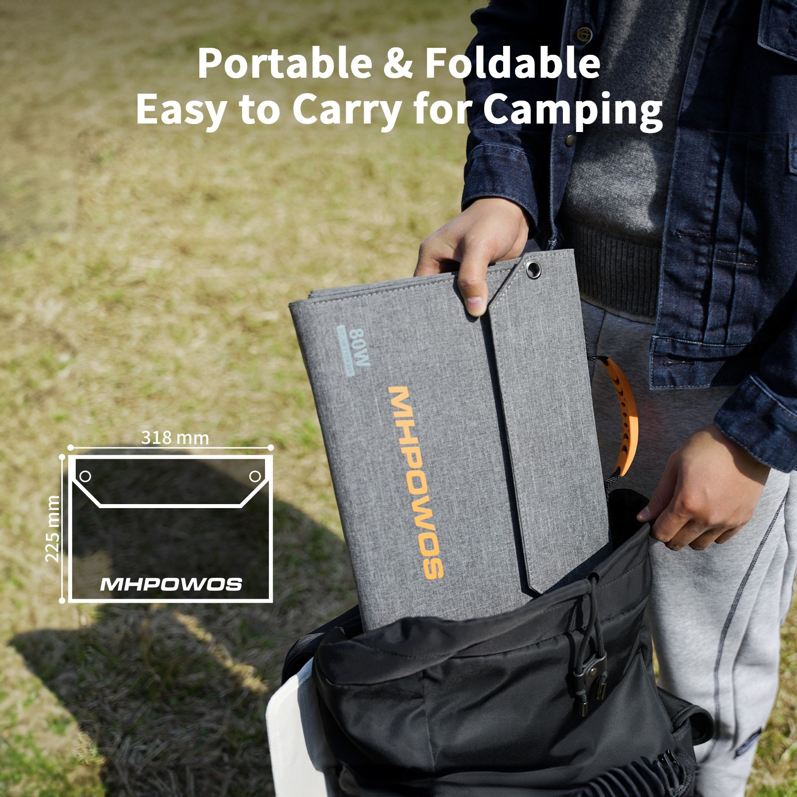MHPOWOS USB Portable Solar Panel 80W Camping Backpacking Hiking Gear Equipment