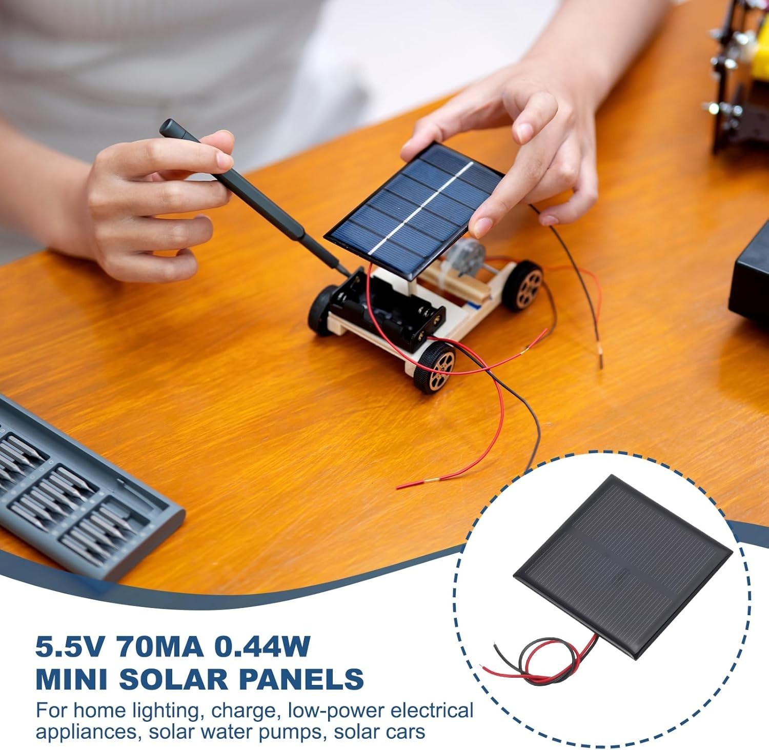 2 Pcs 5.5V 0.44W 70mA Mini Solar Panels, Small Polycrystalline Solar Cell Pan…