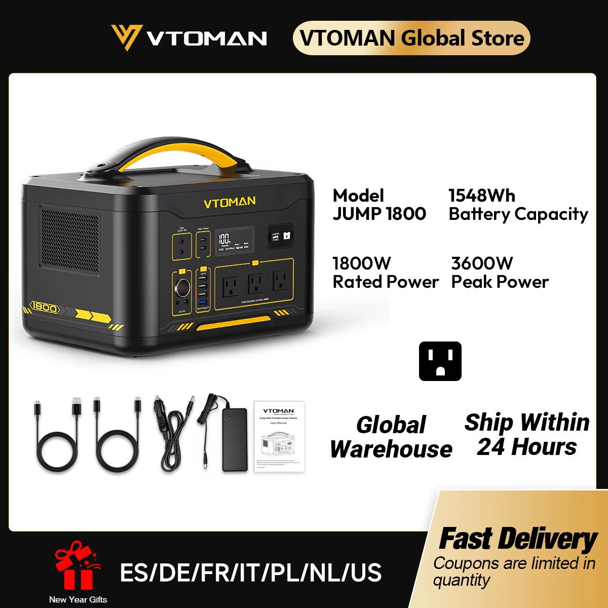 JUMP 2200 / JUMP 1800 Portable Power Station 828/1548Wh Lifep04 Battery Solar Ge