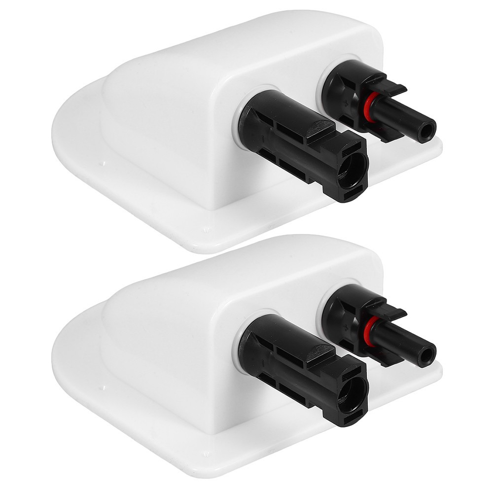 2Pcs Durable Solar Panel Wiring Entry Gland Dual Cable ABS Housing White