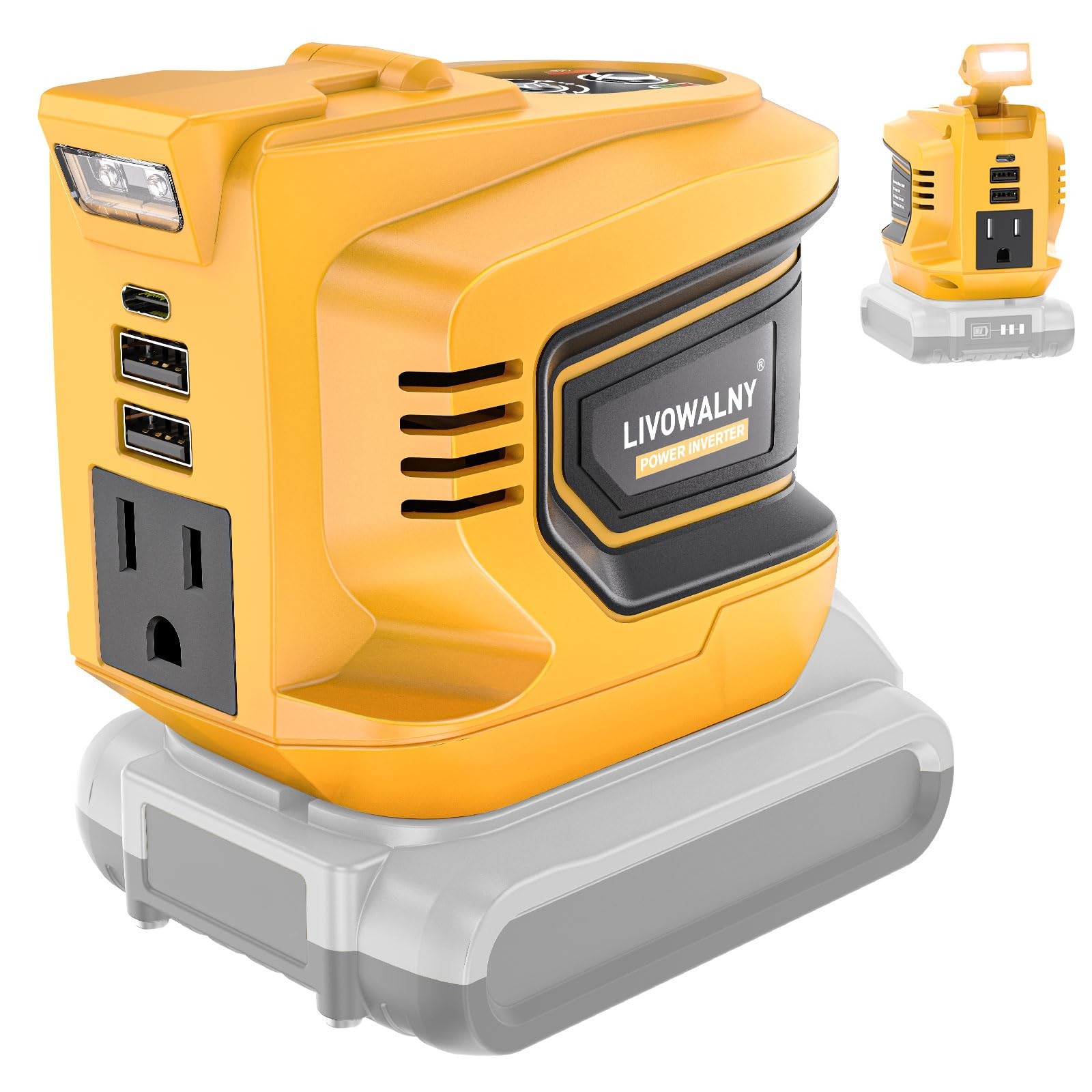 Real 200W Power Inverter Compatible With Dewalt, DC 20V to AC 110-120V Batter…