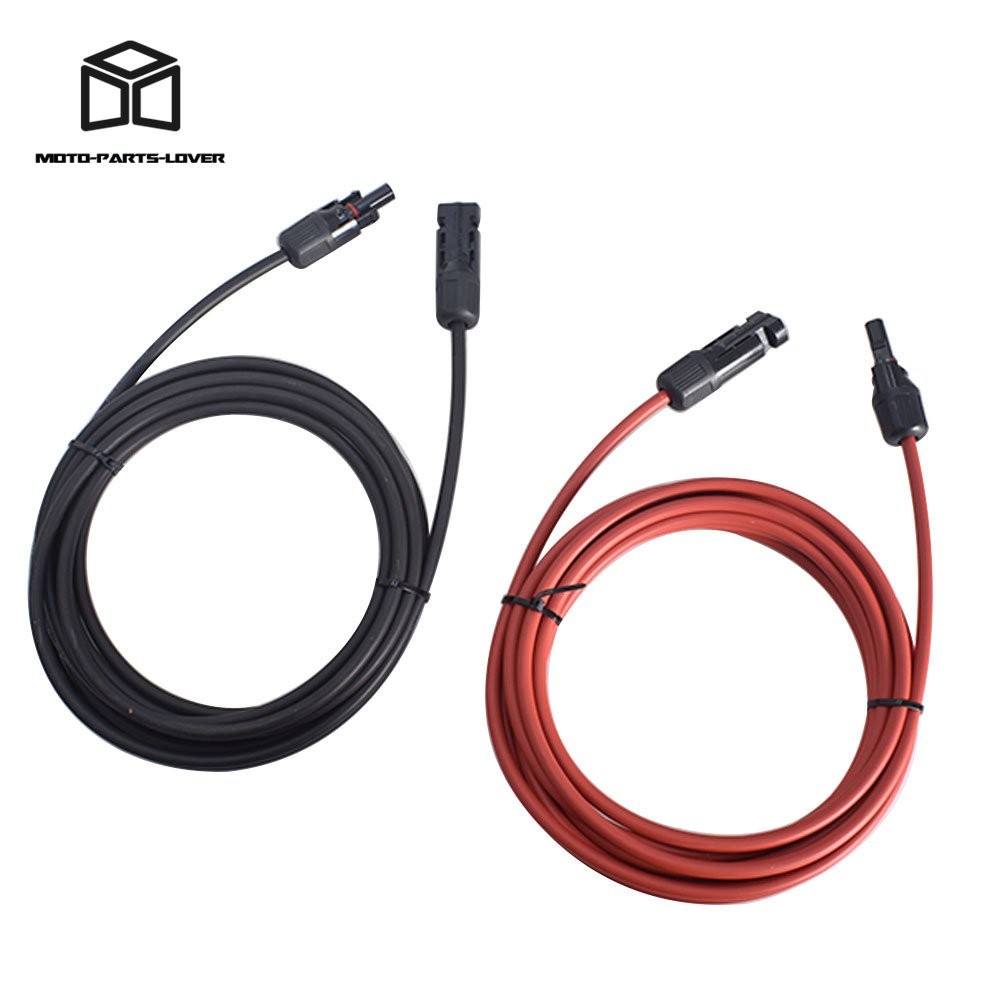 1 Pair 10 Feet Black And Red Solar Panel Extension Cable Wire Connector 12AWG